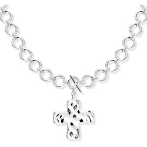 Women09 chunky silver cross 14K Gold Silver Cross Necklace - Non Tarnish Jewelry